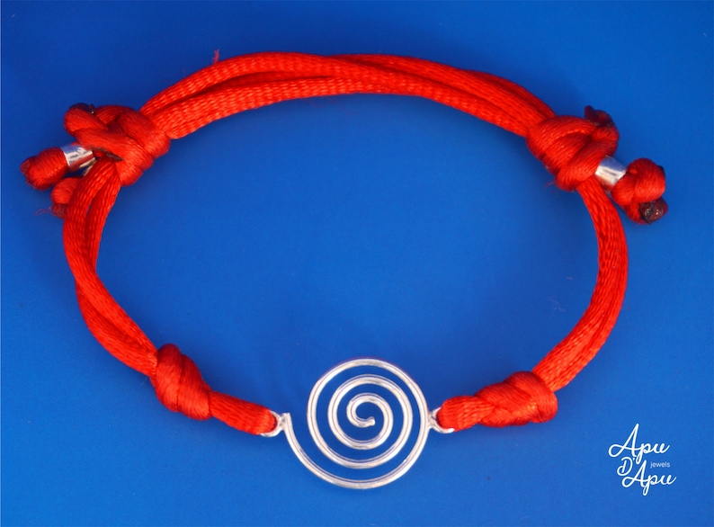 pachamama bracelet, tiny red string bracelet with inca symbol of love and prosperity image 1