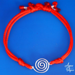 pachamama bracelet, tiny red string bracelet with inca symbol of love and prosperity image 2