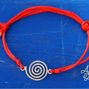 pachamama bracelet, tiny red string bracelet with inca symbol of love and prosperity image 4