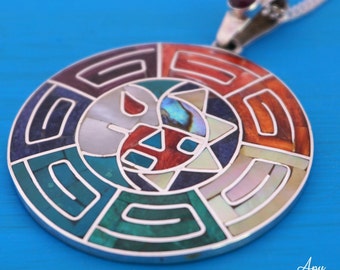 sun and moon with Pachamama around - large Inca pendant necklace - Peruvian wedding - Peruvian bride - fertility symbol