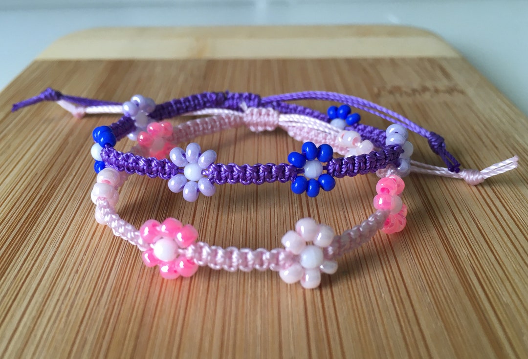 Lot De 10 Bracelets D'amitié Enfants – Fleurs Séchées Colorées, Taille Réglable 15-30 Cm, Tressé Main - 14