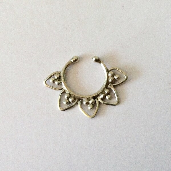Silver Septum Ring, Fake Septum Ring, Tribal Septum Ring, Ethnic Septum, Indian Septum