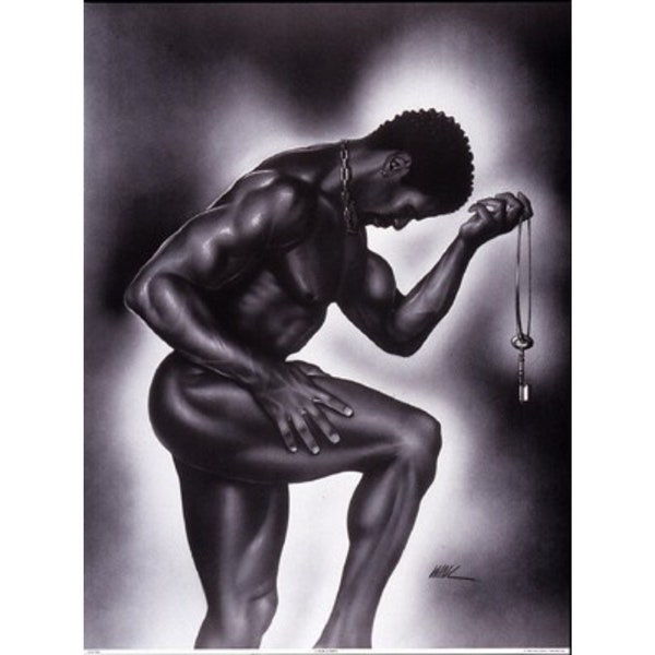 Lock & Key (MALE) - Wak-Kevin A. Williams/ African American Art / Black Art / Black couple love / Fine Art print / UNFRAMED male print only