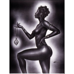 Lock & Key (Female) - Wak - Kevin A. Williams / African American Art / Black Art / Black woman art / Black Love art / UNFRAMED WOMAN ONLY