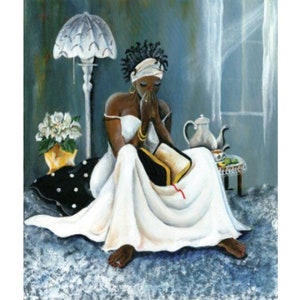 My Cup Runneth Over / Annie Lee / African American Art / Black Art / African American spiritual art / Black Woman art / UNFRAMED