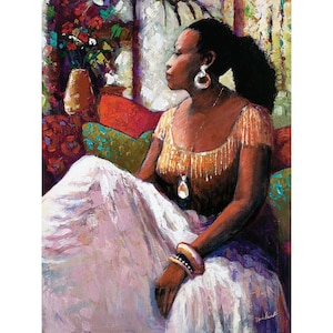 Peaceful Moment / Monica Stewart / African American Art / Black Art / Black woman art / UNFRAMED
