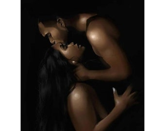 Black Love Art Print: Romantic African American Couple / Adorn / Salaam Muhammad (UNFRAMED)
