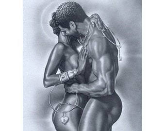Black Love Art Print – Lock and Key, African American Couple / Wak - Kevin A Willimas (UNFRAMED)