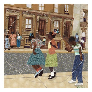 Double Dutch / Phyllis Stephens / African American Art / Black Art / African American children's art / kids play art / UNFRAMED