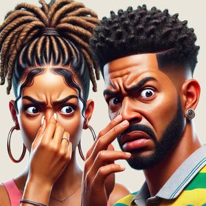 Funny Black Couple Bathroom Art / Black Art / African American Art / Funny Bathroom Art / PRINT/ UNFRAMED