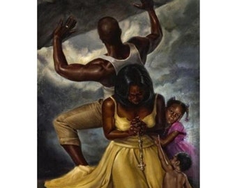 Praying Woman Art Print | Black Love | Behind Every Man -Wak -Kevin A Williams (UNFRAMED)