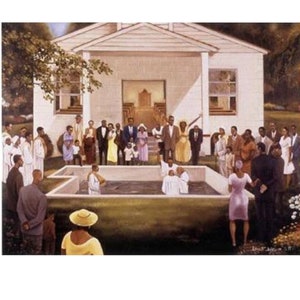 Baptism / Ernest Watson / African American Art / Black Art / Religious - Spiritual Art / UNFRAMED