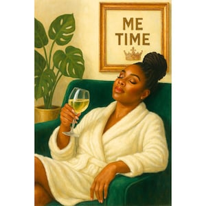 Me Time / African American Art / Black Art / Bathroom Wall Art / Black Woman Art / UNFRAMED