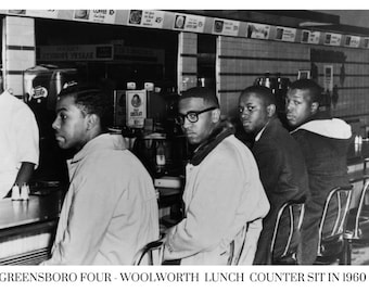 Greensboro Four Woolworth Lunch Counter Sit In 1960 / Black History / African American Art / Black Art / Civil Rights Movement / UNFRAMED