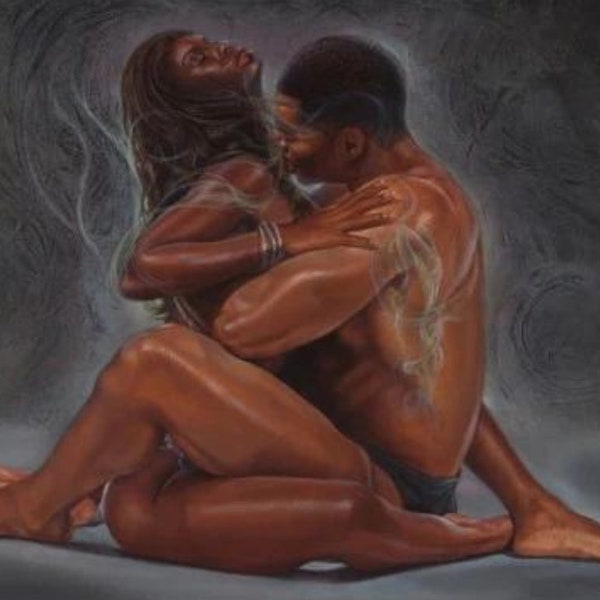 High on U / Wak / Kevin A Williams / African American Romantic Art / Black Couple Love / Black Art / African American Art / UNFRAMED