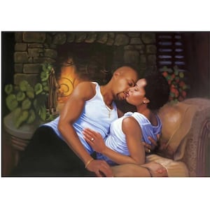 Always and Forever / Henry Lee Battle / African American Art / Black Art / Romantic Art / Black couple Love /  UNFRAMED