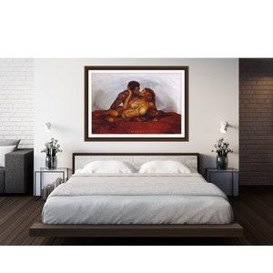 The Kiss / Wak / Kevin A. Williams / African American Art / Black Art / African American romantic art / Black couple love / UNFRAMED