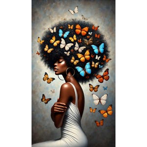 Black Butterfly / African American Art / Black Art / Black Woman Art / Butterflies art / UNFRAMED/ PRINT ONLY