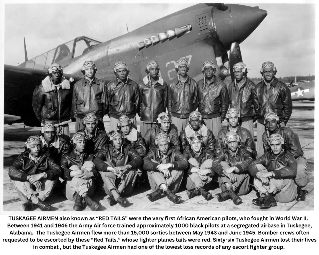 Tuskegee Red Tails Airmen Canvas Wall Art African American WWII Fighter Pilot Legacy DT02