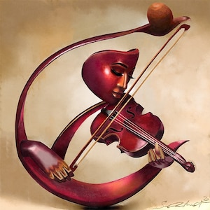 Ethereal Strings Art Print by Salaam Muhammad, Black Art (UNFRAMED)