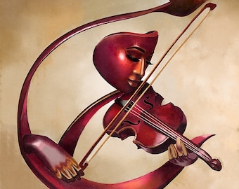 Ethereal Strings Art Print by Salaam Muhammad, Black Art (UNFRAMED)