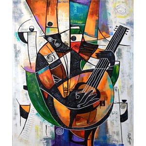 Dion Pollard "Le Guitar" Art Print, African American Music Art (22x28)