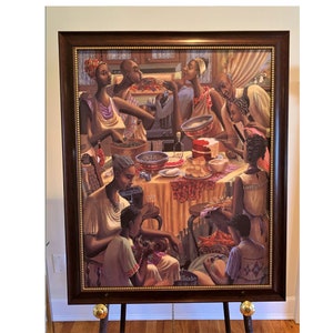 Soul Food / John Holyfield / African American Art / Black Art / Family Gathering / Framed Classic Limited Edition Print