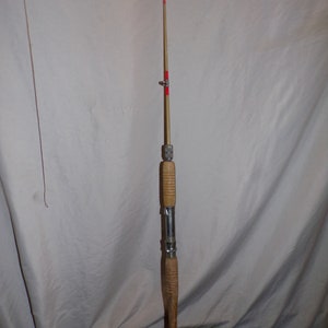 Vintage Premax Short Fishing Pole Rod Wood Handle Boat / Ice Fishing 37  Long 