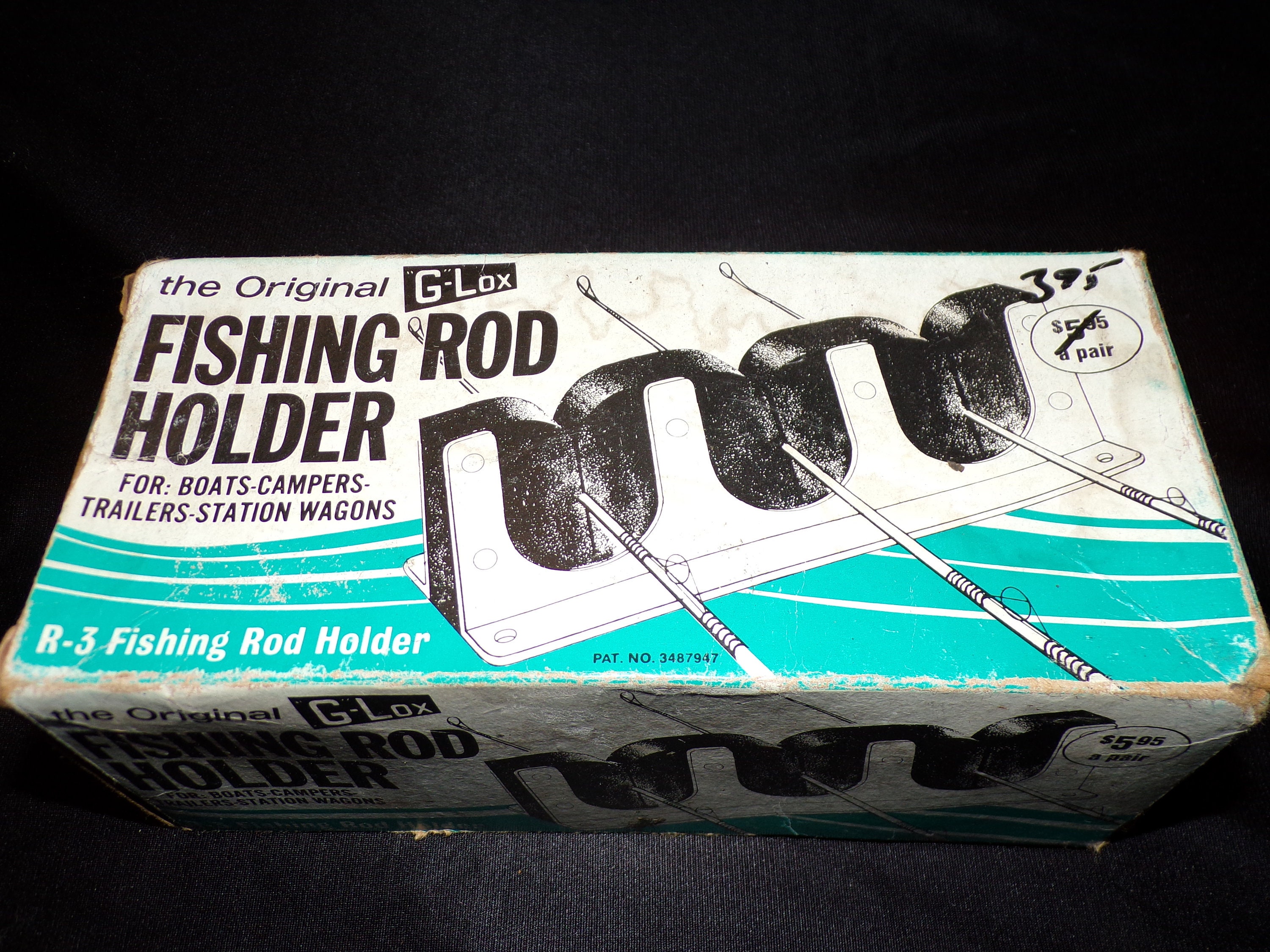 NOS Vintage 3 Fishing Rod Holder Anodized Aluminum & Rubber Pads G Iox GEE  