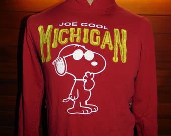 Peanuts Women's Joe Cool Snoopy Pullover Michigan Hoodie Size Small