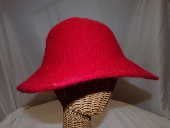 Vintage Crusher Hat Red 100% Wool Felt 