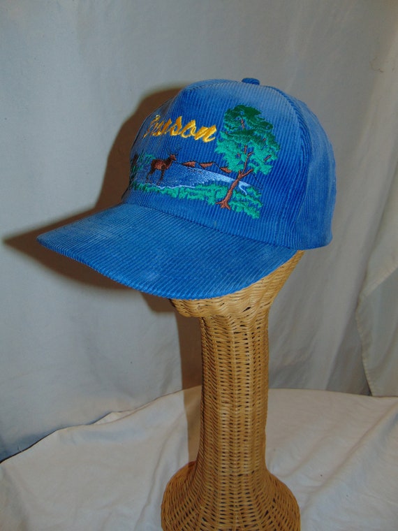 Vintage Branson Corduroy Snapback Hat Embroidered 