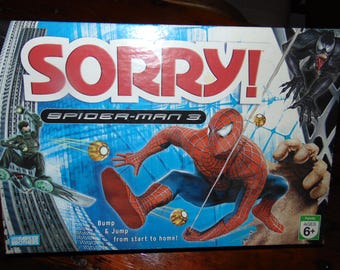 100% Complete Parker Brothers Sorry! Spiderman 3 Edition Board Game