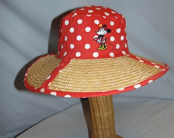 Vintage 90s Disneyland Minnie Mouse Foldable Sun Garden Hat Cartoon Outdoor USA