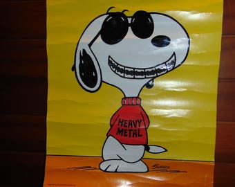 Vintage 1971 Peanuts Poster Snoopy 14x19.5 It's Cool To Flash A Silver Smile