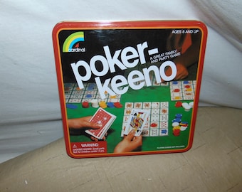 Vintage 1989 Poker Keeno Po-Ke-No Metal Tin Family Party Game Complete EUC