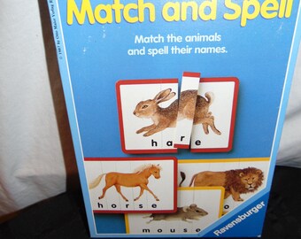 Vintage 1987 RAVENSBURGER Match And Spell Animals Game Age 5-8 1-4 Players
