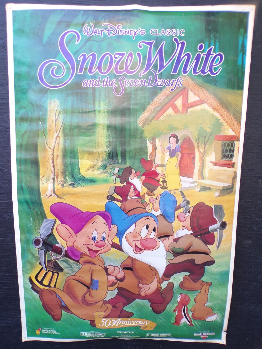 Snow White Movie Poster 50th ANNIVERSARY 1987 Ronald Mcdonald House 35 X 23 Etsy