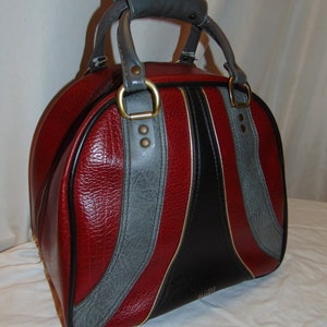 Vintage AJAY Scovill Brown 2 Tone Leather Retro Bowling Ball Bag