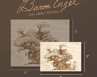 Baron Engel - 5x7" Laser Etch con soporte