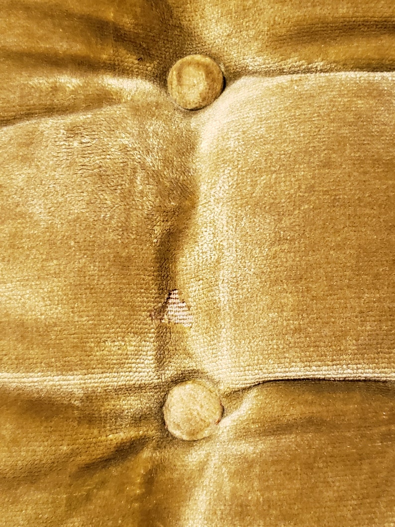 Rare find Sold separately 3 Midcentury velvet gold pillows . with decretive cover button cleaned, and sanitized Midcentury Gold