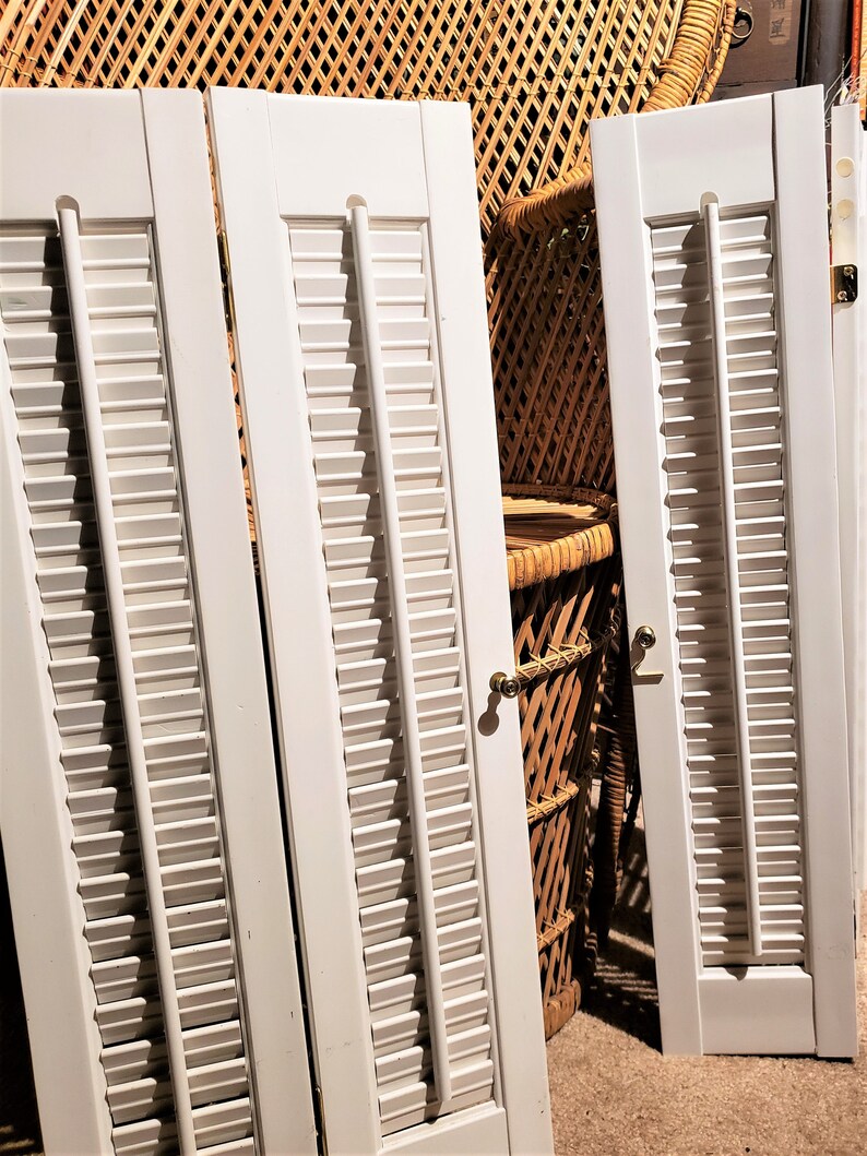 4 pc set of white moveable Louvered Shutters. unattached Etsy