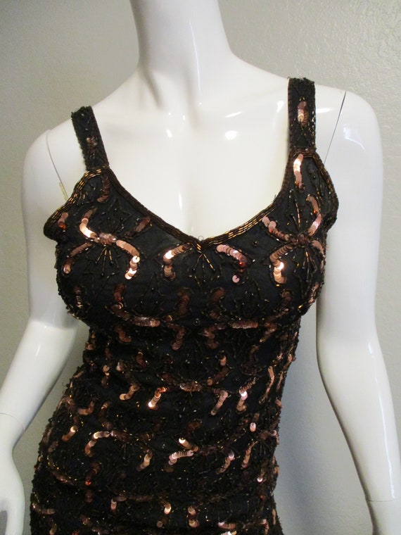 Scala Gold Brown Sequins Pullover Sleeveless Medi… - image 6