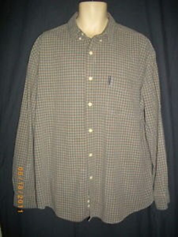 Plaid Abercrombie & Fitch Large Brown Green Butto… - image 1