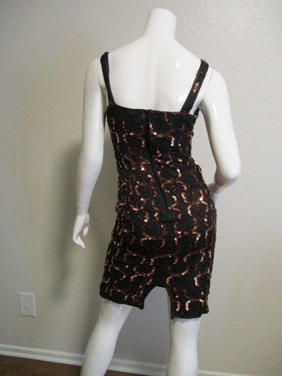 Scala Gold Brown Sequins Pullover Sleeveless Medi… - image 3