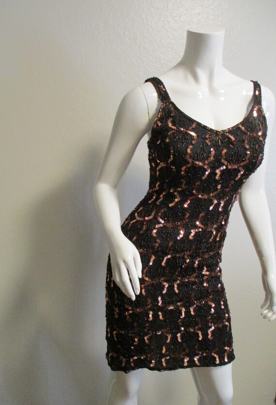 Scala Gold Brown Sequins Pullover Sleeveless Medi… - image 9