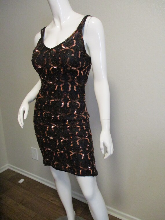 Scala Gold Brown Sequins Pullover Sleeveless Medi… - image 8
