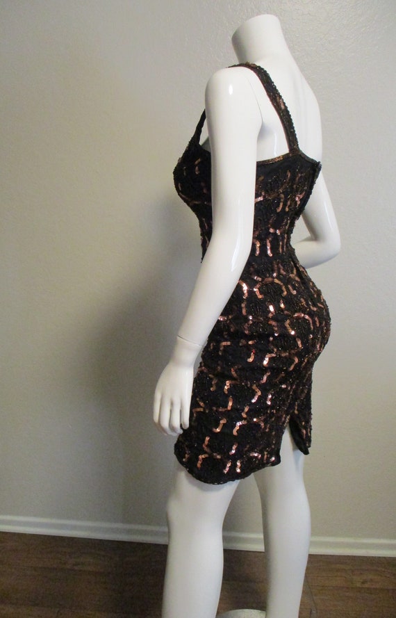 Scala Gold Brown Sequins Pullover Sleeveless Medi… - image 7