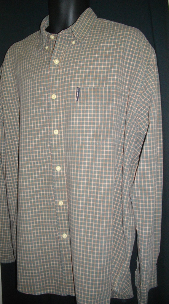 Plaid Abercrombie & Fitch Large Brown Green Butto… - image 6