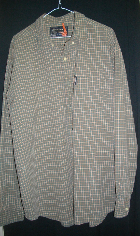 Plaid Abercrombie & Fitch Large Brown Green Butto… - image 7